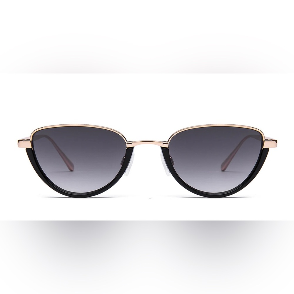 NEW Carolina Lemke Lura Black Gold Metal Cat Eye Frame Sunglasses